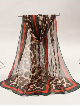 Chiffon Leopard & Plaid Fashion Scarf